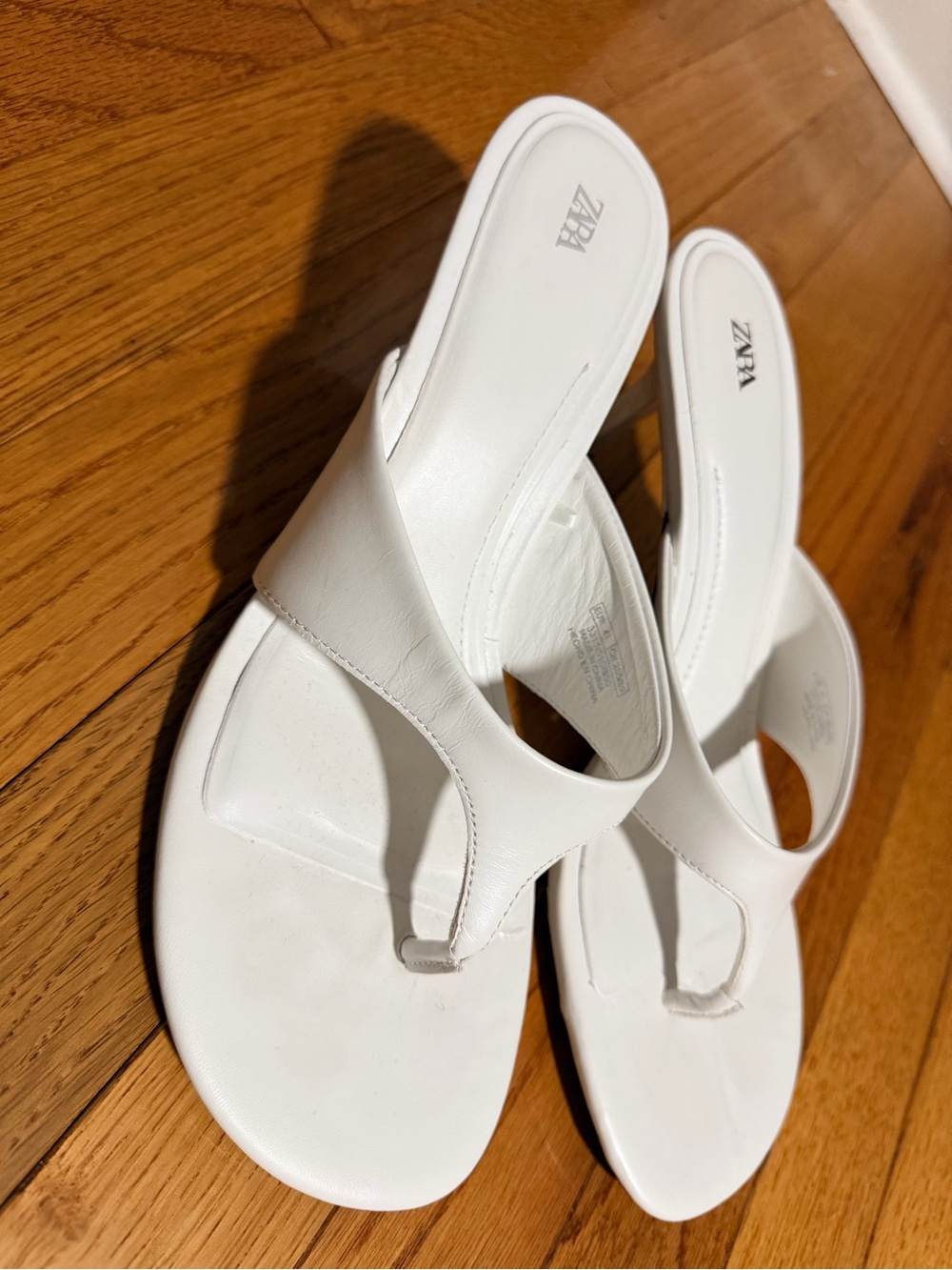 Zara White Thong Heeled Sandals - Picture 3 of 7